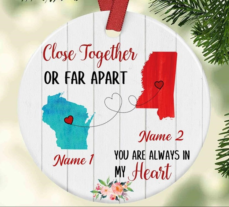 Personalized Ornament Long Distance Gifts For Friends Florals You Are Always In My Heart Custom Name Xmas Tree Hanging