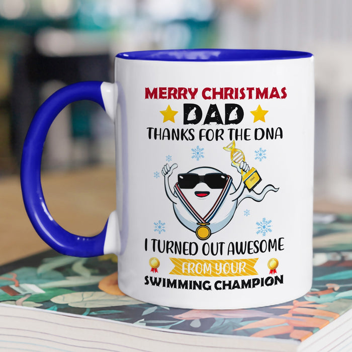 Funny Coffee Mug For Dad From Kids Thank For The DNA Swimming Winner Novelty Ceramic Cup Gifts For Christmas Xmas