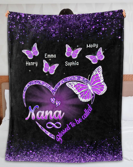 Personalized To My Grandmother Blanket From Grandchild Blessed To Be Called Heart Purple Custom Name Gifts For Christmas