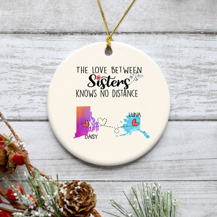 Personalized Ornament Long Distance Gifts For Family The Love Between Sisters Long Distance Custom Name Tree Hanging