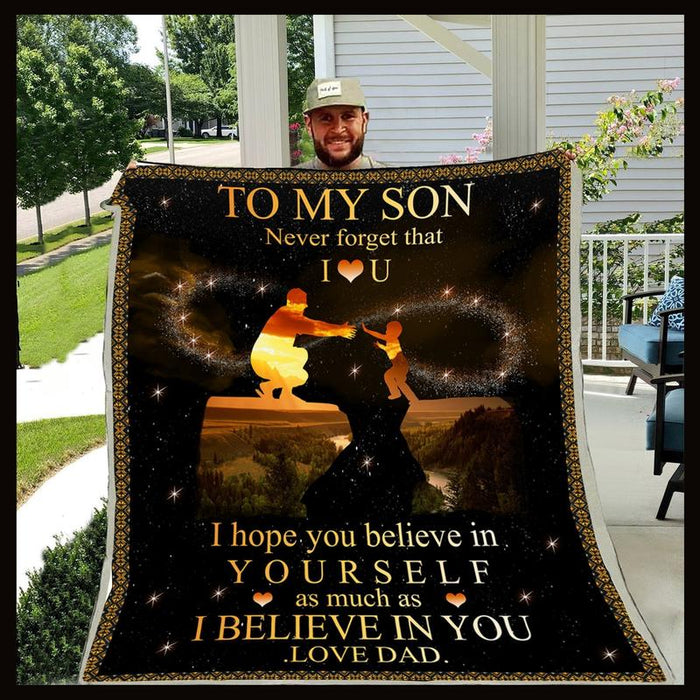 Personalized Night Sky Fleece Blanket To My Dad Never Forget That I Love You Sherpa Blankets Customized Name