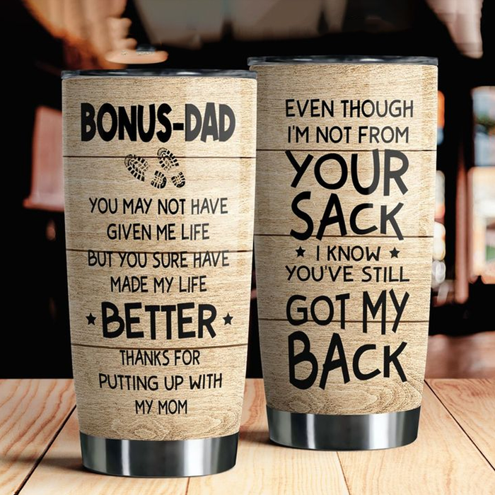 Personalized Tumbler Gifts For Stepdad Footprints You Sure Have Made My Life Better Custom Name Travel Cup For Christmas