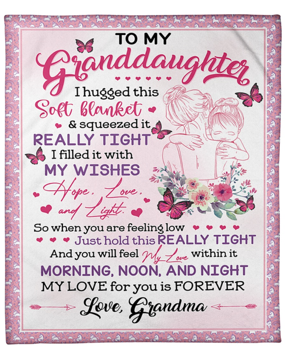 Personalized To My Granddaughter Blanket From Grandma Hugging Butterflies I Filled My Wishes Custom Name Christmas Gifts
