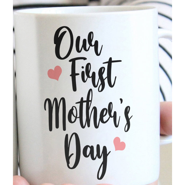 Personalized Coffee Mug Sweet Quotes Our First Mothers Day First Mom Coffee Mug Pregnant Woman Mug Mothers Day Mom Mug New Mommy Mug Customized Mug Gifts For Mothers Day 11Oz 15Oz Ceramic Coffee Mug