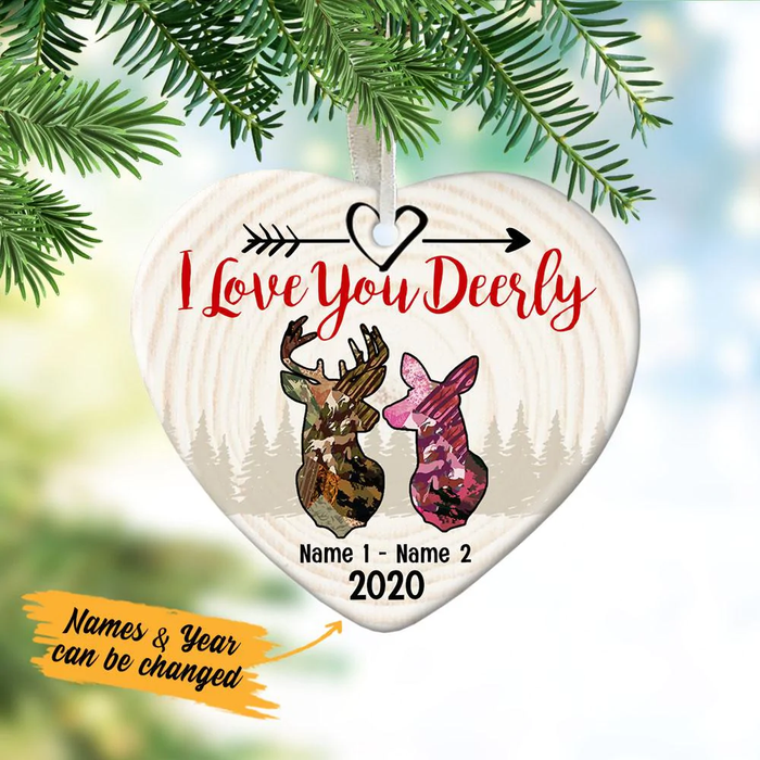 Personalized Ornament Gifts For Couples Hunting Deer Lover I Love You Deerly Custom Name Tree Hanging On Christmas