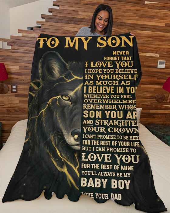 Personalized To My Son Blanket From Parents Custom Name Wolf Face Believe In Yourself Gifts For Birthday Christmas