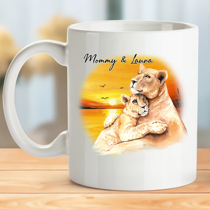 Personalized Mothers Day Coffee Mug Our First Mothers Day Together Gifts For Mothers Day Print Lion Family Mug 11Oz 15Oz Ceramic Coffee Mug First Mothers Day For Mom Mug Customized Name, Year Mug