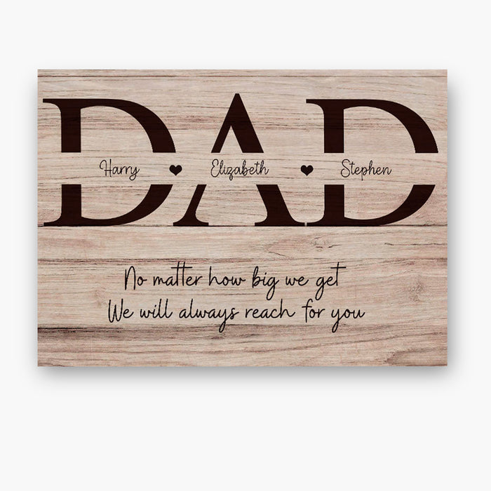 Personalized To My Dad Canvas Wall Art No Matter How Big We Get Vintage Wooden Design Custom Name Poster Prints