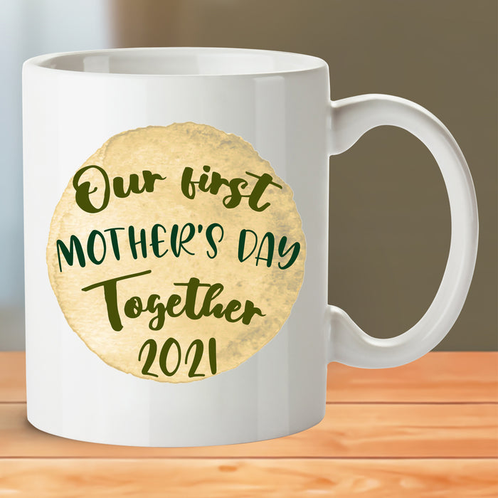 Personalized Mothers Day Coffee Mug Our First Mothers Day Together Gifts For Mothers Day Print Lion Family Mug 11Oz 15Oz Ceramic Coffee Mug First Mothers Day For Mom Mug Customized Name, Year Mug