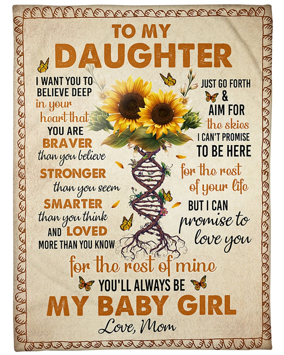Personalized Premium Blanket To My Daughter Loved More Than You Know Sunflower DNA Tree Prints Blanket Custom Name