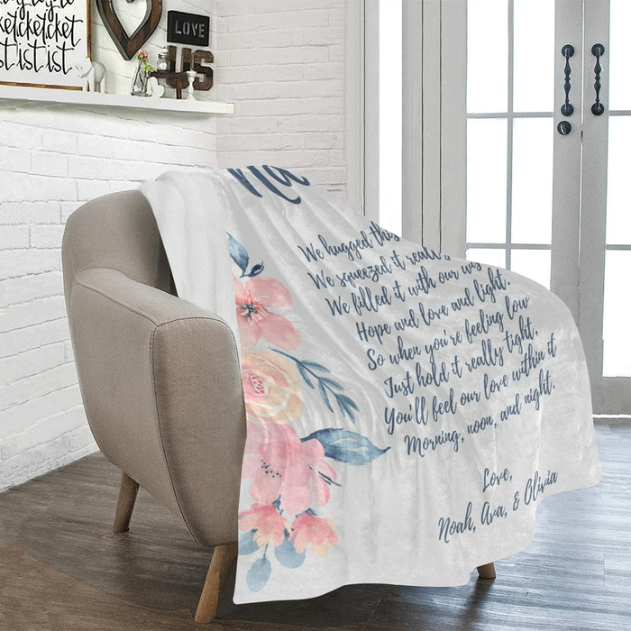 Personalized Blanket For Grandma Nana We Hugged This Blanket Beautiful Flower Printed Custom Grandkids Name