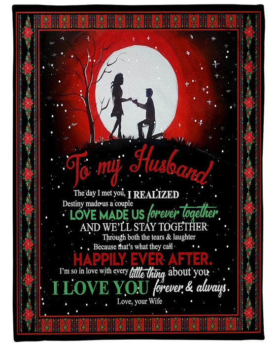 Personalized Xmas Blanket To My Husband Full Moon & Propose Couple Prints Customized Name Blanket For Valentine
