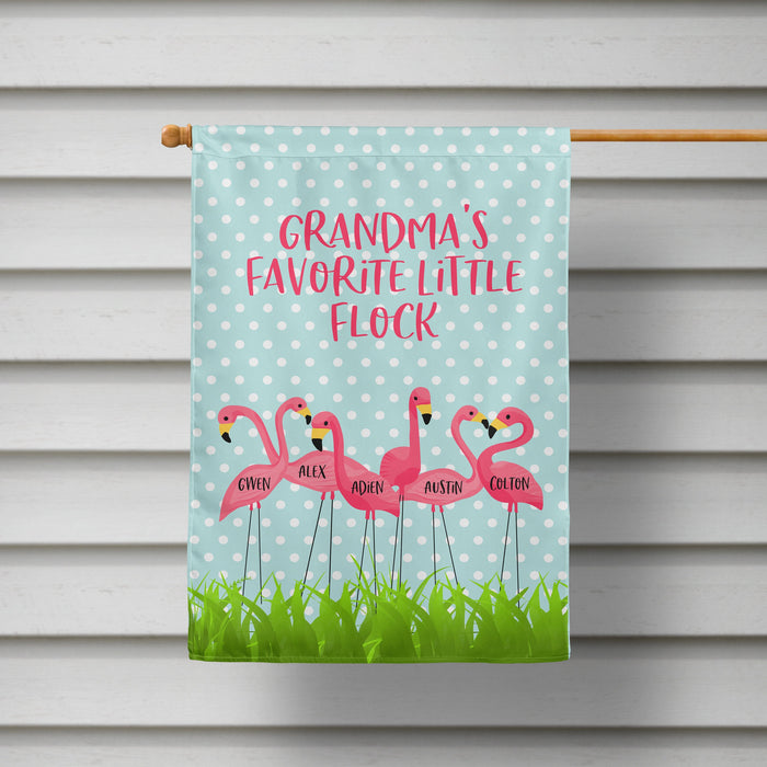 Personalized Garden Flag For Nana Grandma's Favorite Flock Cute Flamingo Custom Grandkids Name Welcome Flag Gifts
