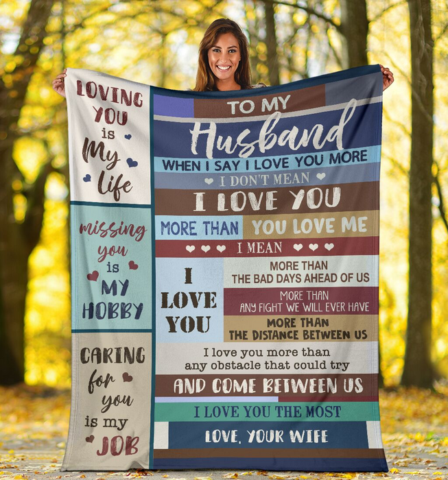 Personalized To My Husband Loving You Is My Favorite Blue Wooden Fleece Sherpa Blanket From Wife Custom Name