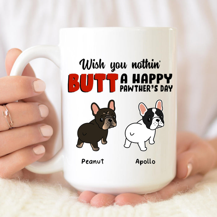 Personalized Ceramic Coffee Mug For Dog Dad Happy Father's Day Cute Funny Frenchie Custom Dog's Name 11 15oz Cup