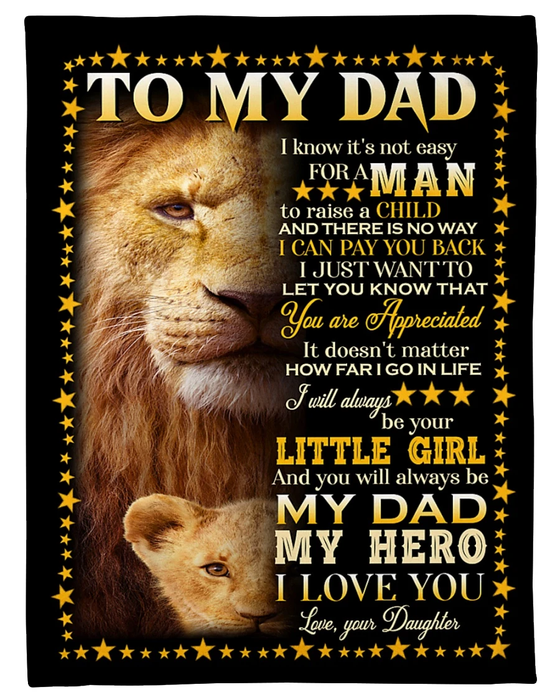 Personalized Black Fleece Blanket To My Dad From Daughter Always Be My Dad Lions Design Prints Customized Name