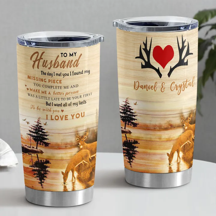 Personalized To My Husband Tumbler From Wife Deer Hunting The Day I Met You Custom Name Gifts For Anniversary Birthday
