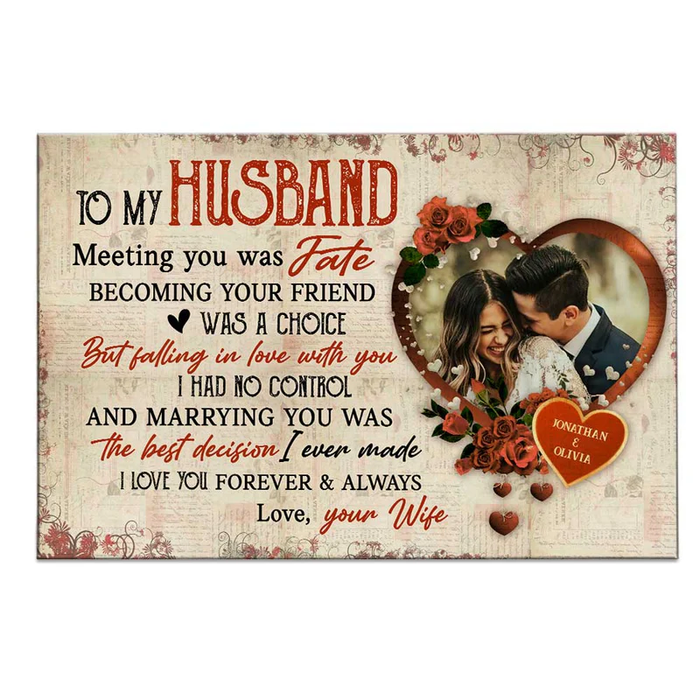 Personalized To My Husband Canvas Wall Art From Wife Vintage Rose Falling In Love With You Custom Name Poster Prints