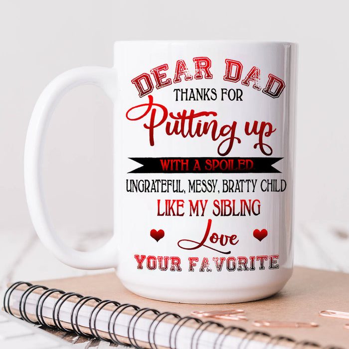 Personalized Ceramic Coffee Mug For Dad From Your Favorite Thanks For Putting Up Funny Custom Kids Name 11 15oz Cup