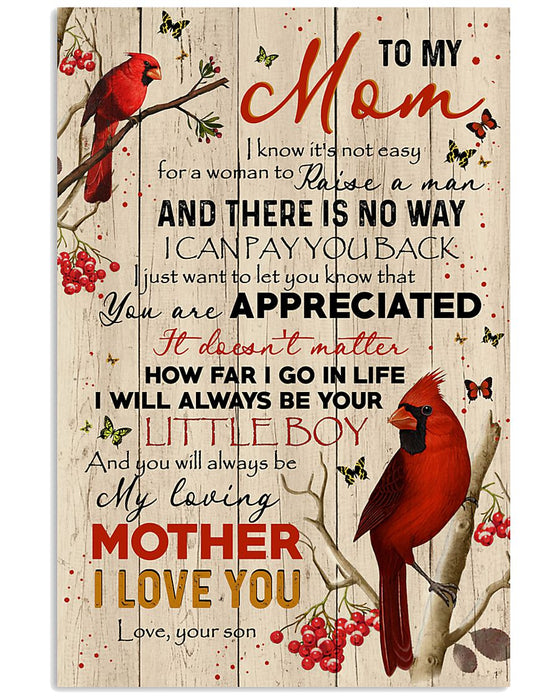 Personalized Canvas Wall Art For Mom From Kids Cardinal Always Be Your Little Boy Custom Name Poster Prints Home Decor