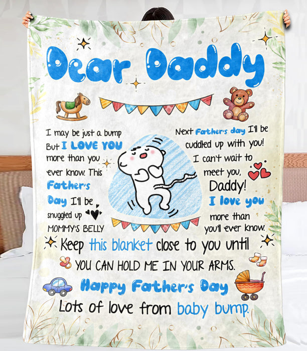 Personalized Blanket To First Time Dad From Baby Bump I Love You Funny Bump Print Custom Name & Image
