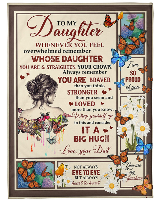 Personalized To My Daughter Blanket From Mom Dad Colorful Butterflies Daisy Proud Of You Custom Name Christmas Gifts