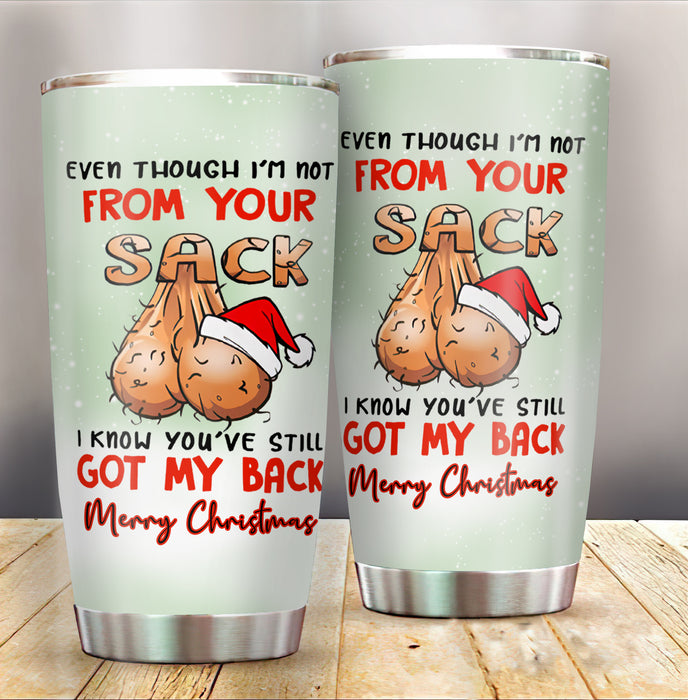 Personalized Tumbler Gifts For Stepdad Funny Naughty Hairy Balls Santa Hat Custom Name Travel Cup For Christmas Birthday