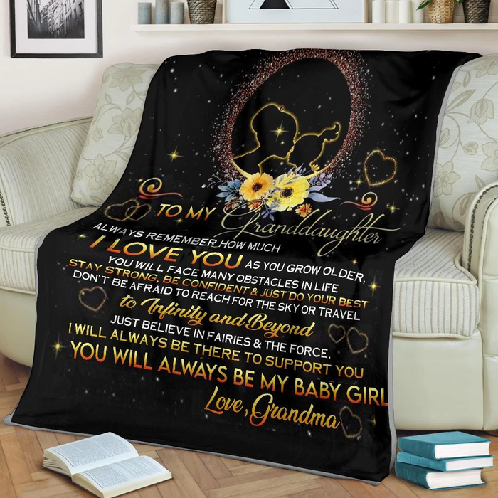 Personalized Black Fleece Blanket To My Granddaughter From Grandma Always Remember How Much I Love You Customized
