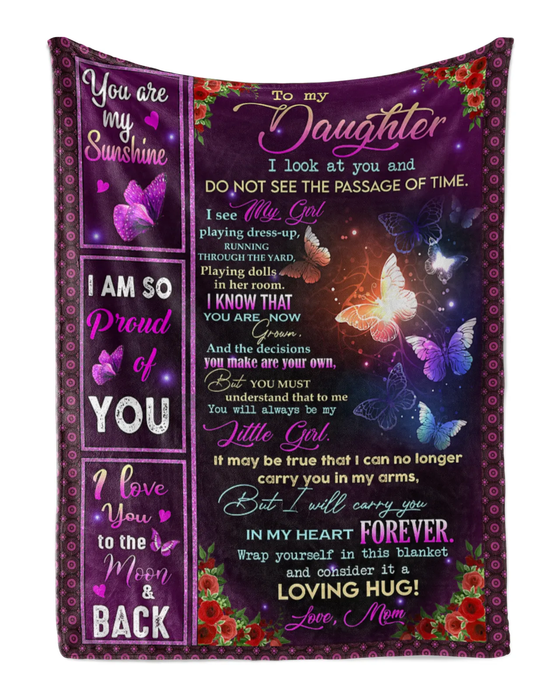 Personalized Premium Fleece Blanket To My Daughter Lighting Butterfly Blankets Custom Name