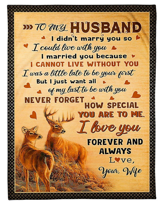 Personalized Vintage Blanket To My Husband I Cannot Live Without You Deer Couple Printed Custom Name Valentine Blanket