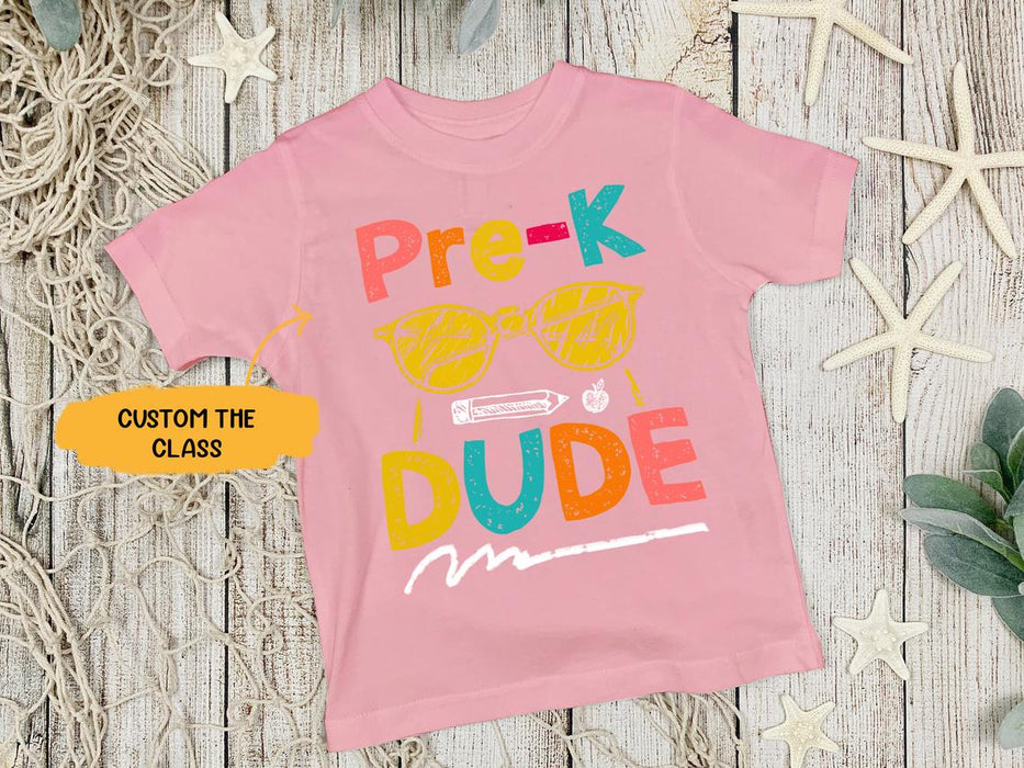 Personalized T-Shirt For Kids Pre-K Dupe Pencil Glasses Printed Custom Grade Level Back To School Outfit Vintage Design