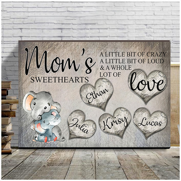 Personalized Canvas Wall Art For Mom From Kids Mama Elephant A Little Bit Of Crazy Custom Name Poster Prints Home Decor
