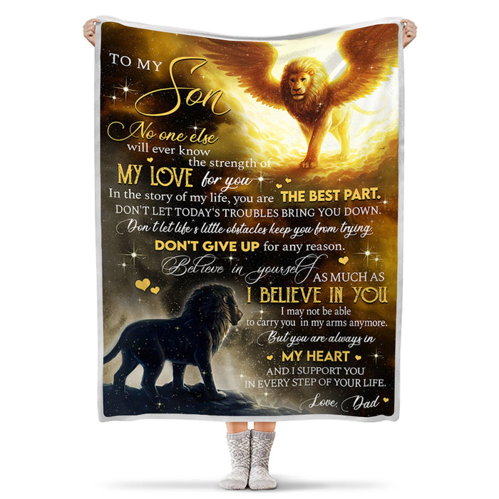 Personalized To My Son Blanket From Dad In The Story Of My Life You Are The Best Part Lion With Wings Printed