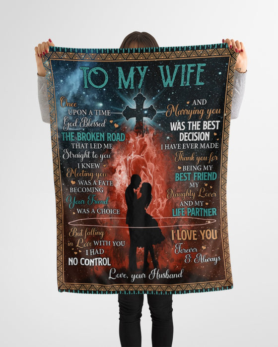 Personalized Blanket To My Wife From Husband The Broken Road Couple Printed Galaxy Background Custom Name