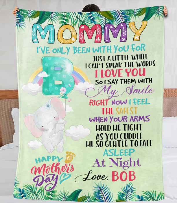 Personalized To Mommy Blanket From Newborn Baby Cute Elephant Tropical Design Happy 1st Mother'S Day Custom Name Animal