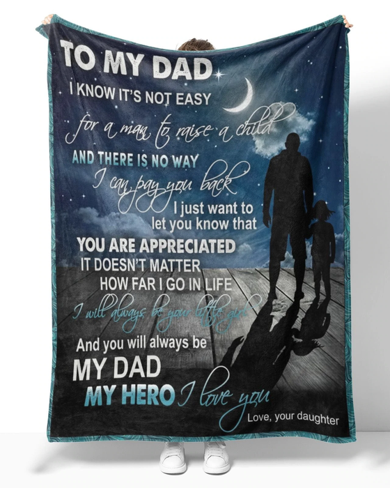 Personalized Blanket To My Dad From Daughter Daddy & Baby Under Star Night Ideas Father's Day Blanket Custom Name