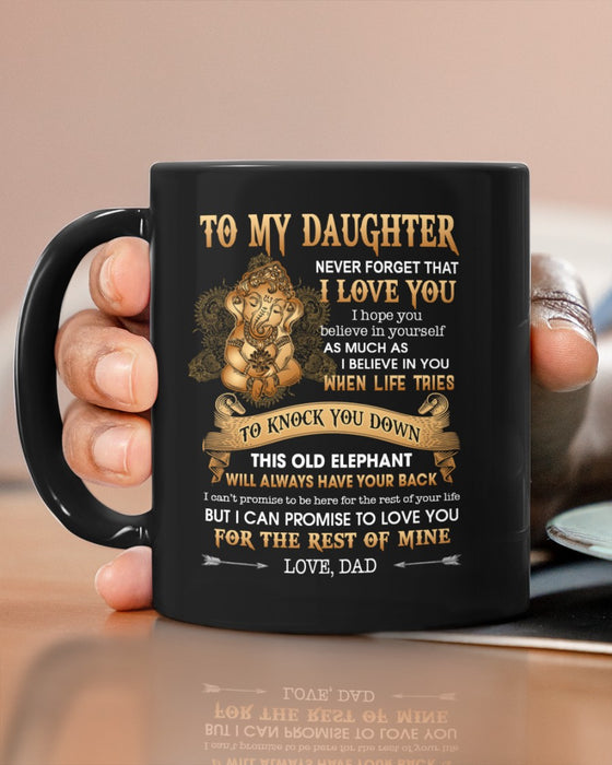 Personalized To My Daughter Coffee Mug Life Tries To Knock You Down Custom Name Black Cup Gifts For Birthday Christmas