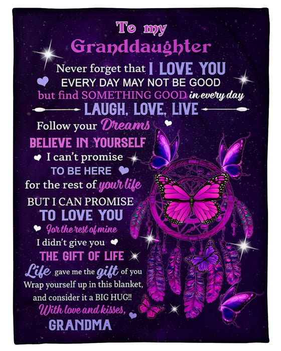 Personalized To My Granddaughter Blanket From Grandparents Dreamcatcher Butterflies Laugh Love Live Custom Name