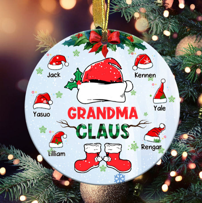 Personalized Ornament For Grandma From Grandchildren Santa Claus Boots Xmas Hat Custom Name Gifts For Christmas