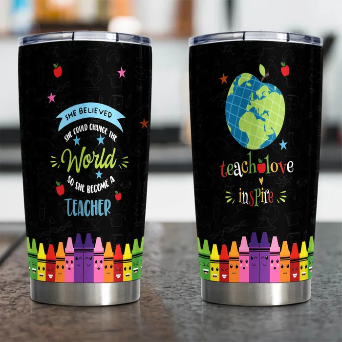 Travel Tumbler For Teacher Appreciation 20oz Novelty Cup She Believe She Could Change The World Back To School Gifts