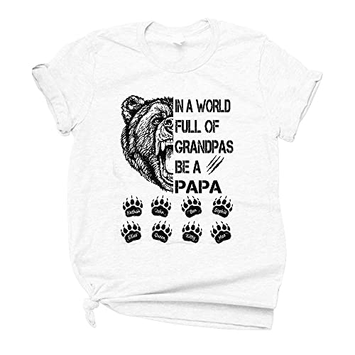 Personalized T-Shirt For Grandpa In A World Full Of Grandpas Be A Papa Bear Haft Face With Paw Custom Grandkids Name