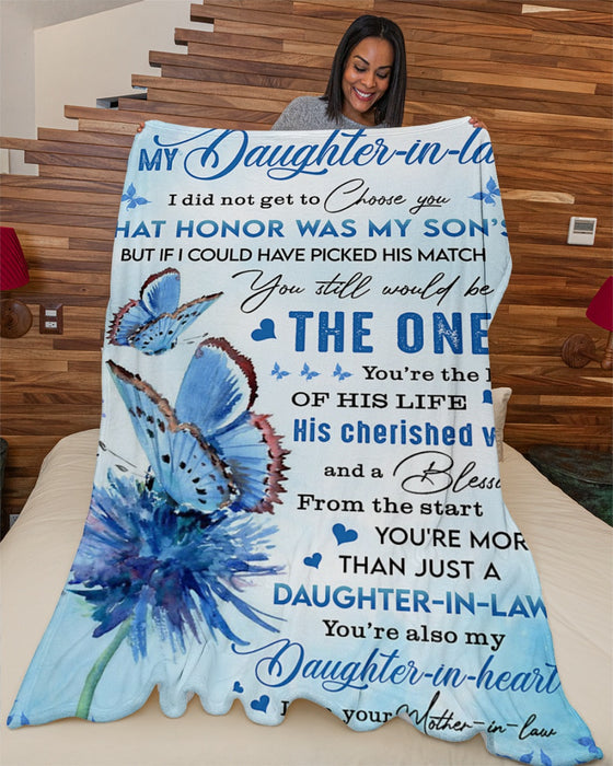 Personalized Blanket To My Daughter-in-law From Mom Butterfly Print Butterfly Frame Design Background Custom Name