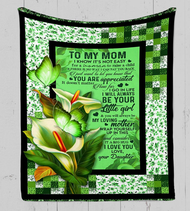 Personalized To My Mom Green Safflower With Butterflies Fleece Blanket From Daughter You Will Always Be My Loving Mother