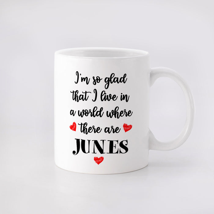 Personalized Happy Birthday Mug So Glad That I Live In Cute Heart Print Custom Month 11 15oz Ceramic Coffee Cup