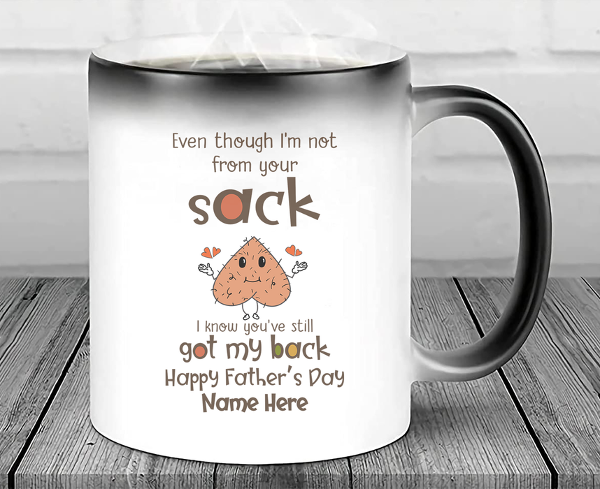 Personalized Funny Accent Mug For Bonus Dad Even Though I'm Not From Your Sack Custom Kids Name 11 15oz Coffee Cup