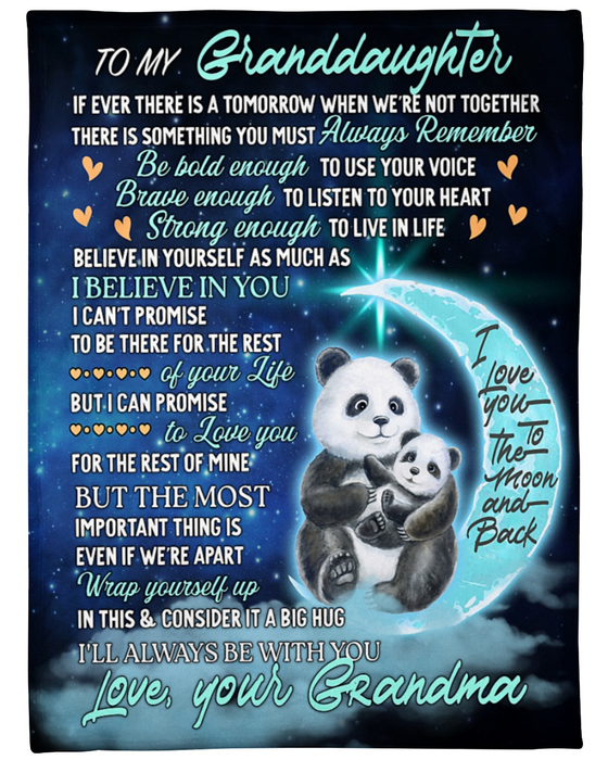 Personalized To My Granddaughter Blanket From Grandma Believe In Yourself As Much As I Believe In You Cute Panda Printed