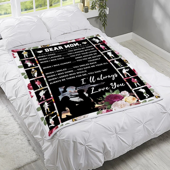 Personalized Blanket for Mom Veteran Always Be There For Me With Design Flowers Custom Name