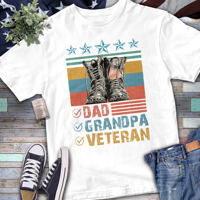 Personalized T-Shirt For Soldiers Men Military Boot With Dog Tag And Stars Printed Dad Grandpa Veteran Shirts