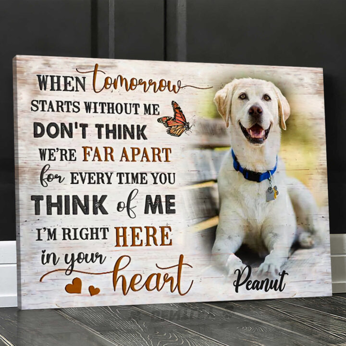 Personalized Memorial Canvas Wall Art For Loss Of Cat Dog I’M Right Here In Your Heart Butterflies Custom Name & Photo