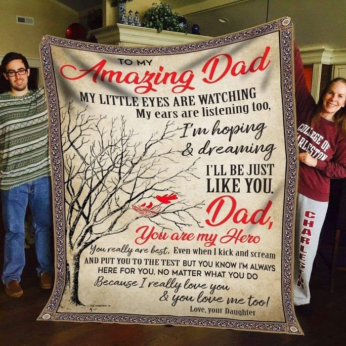 Personalized Memorial Blanket To My Amazing Dad In Heaven Sympathy Red Cardinal Blankets Custom Name